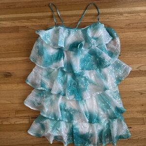 Chic Blue and White Mini Dress